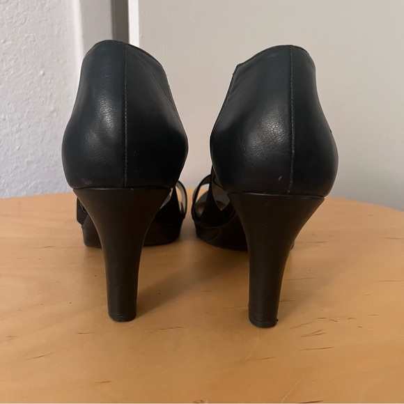 Naturalized Black High Heel Sandal Stretchy Strappy Pump 3.5 inch heel 10 - Picture 11 of 11